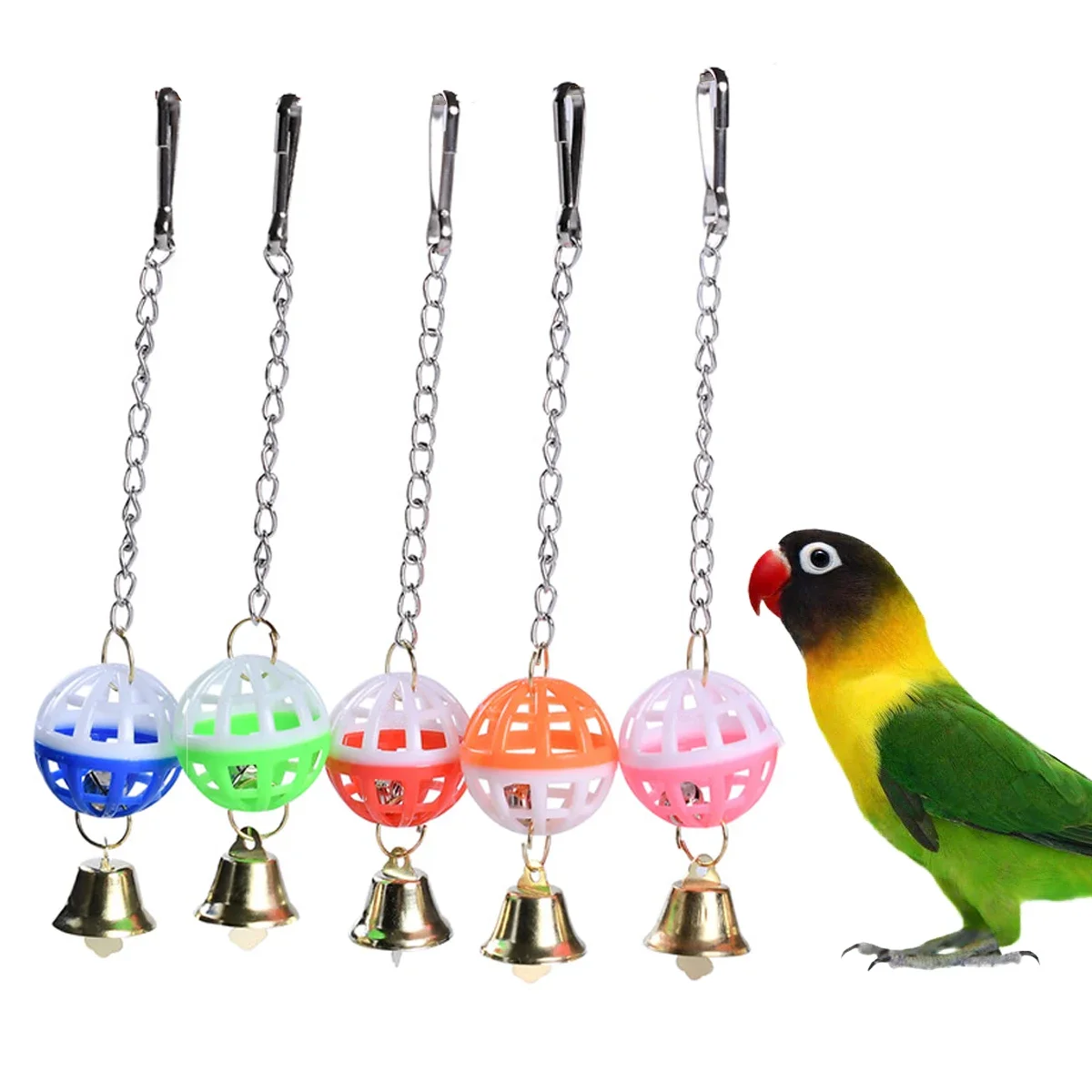 

Bird Parrot Toy Colorful Bird Swing Toys with Bell Hanging Toy for Budgie Lovebirds Conures Small Parakeet Agapornis Cages Decor