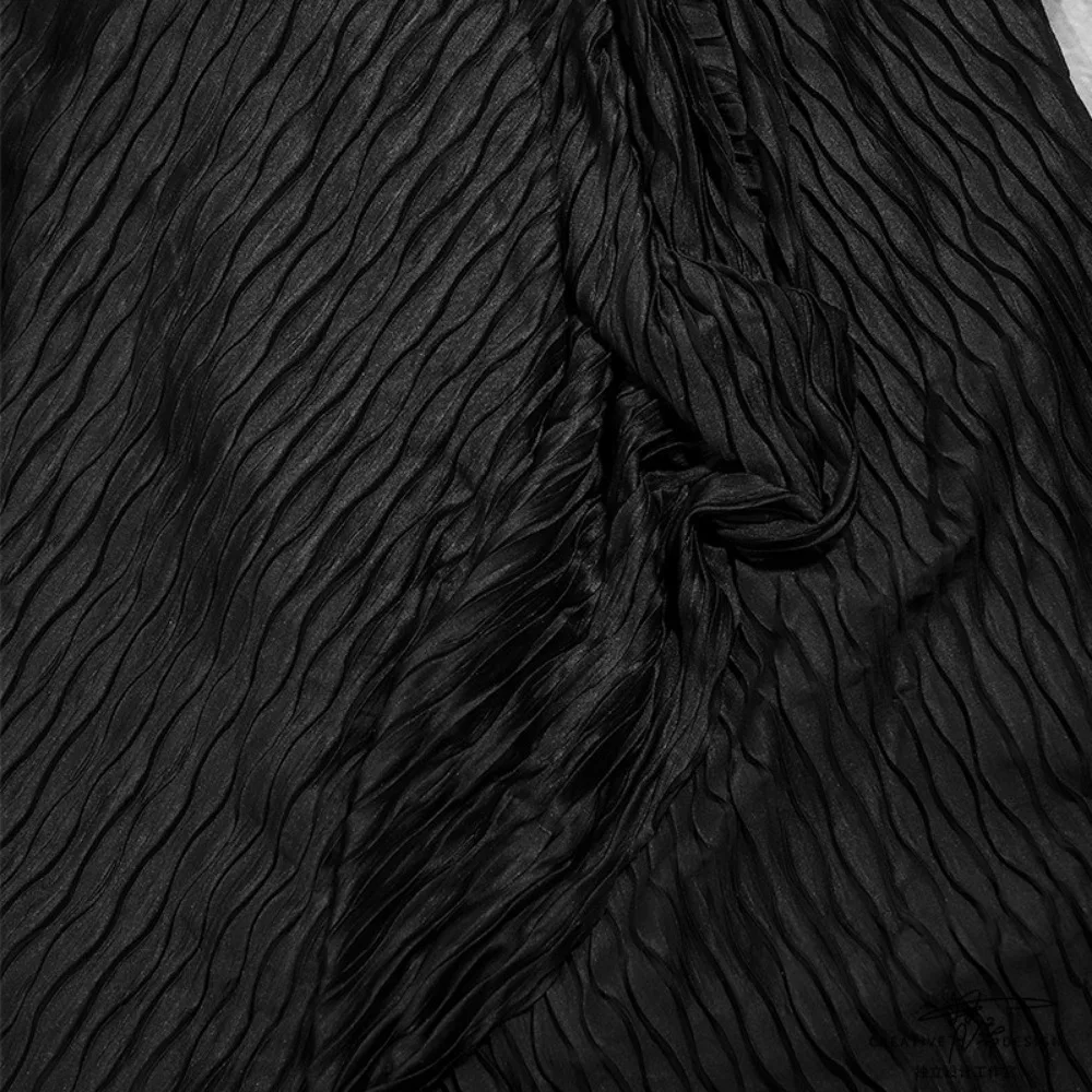 Fashion Jacket Wavy Accordion Pleated Satin Fabric Transformed 3D Pleated Clothing Skirt Designer Fabric Sewing Material Telas