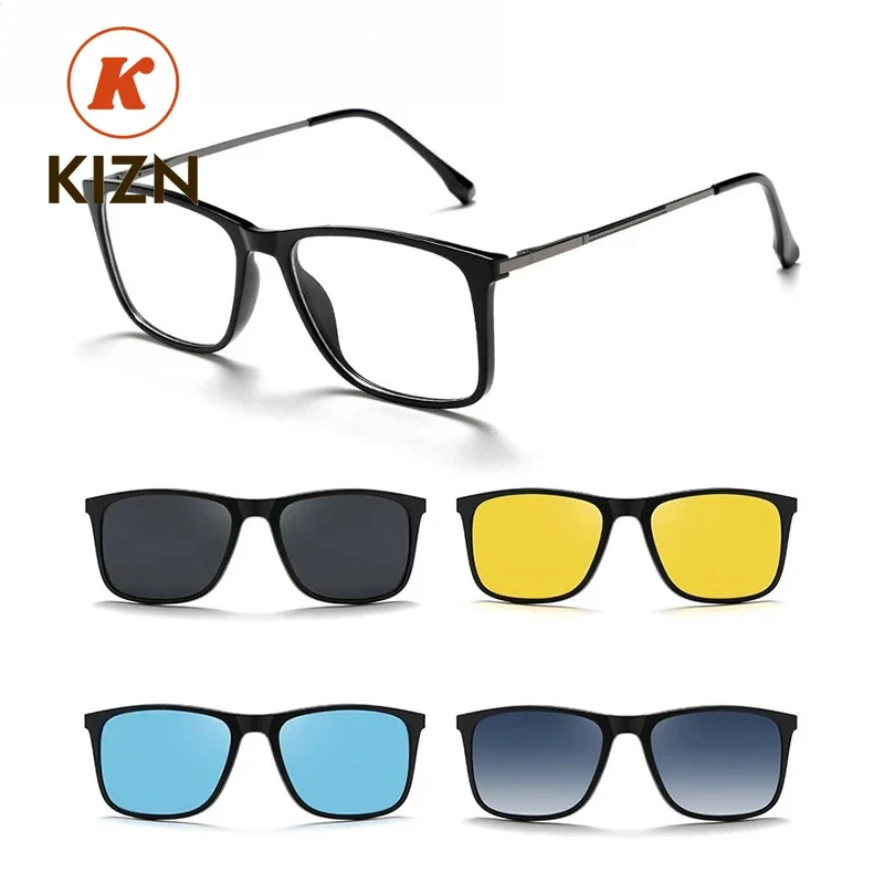 

KIZN Men TR90 Titanium Eyewear Optical Frame Polarized UV Protection Lenses Optical Clips Sunglasses Glasses