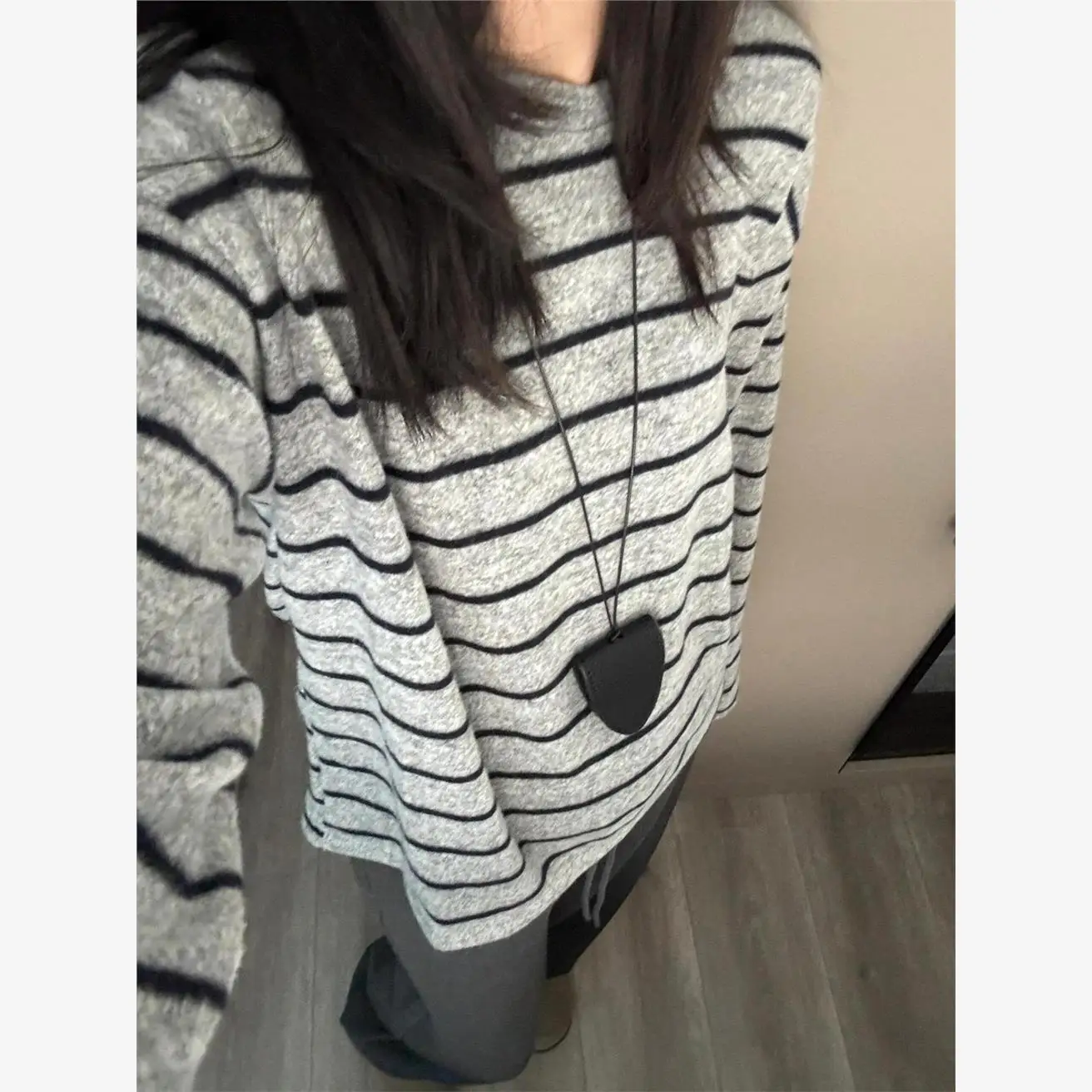 Y2K Abi Cultural Stripe Fce Long Sve Damen T-Shirt Lazy Base Layer irt Korean Sle Campus Wind Frühherbst Top