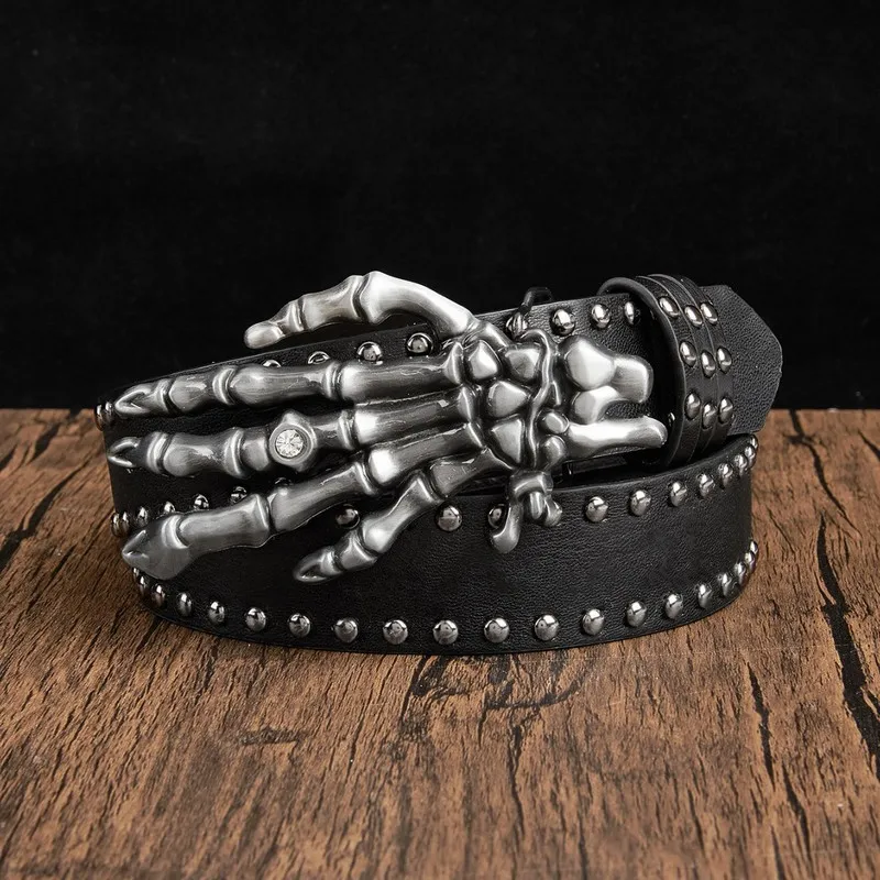 Dark Ghost Hand Skull Belt Men Women Fashion Personality Buckle Belt Youth Casual Pants Strap
