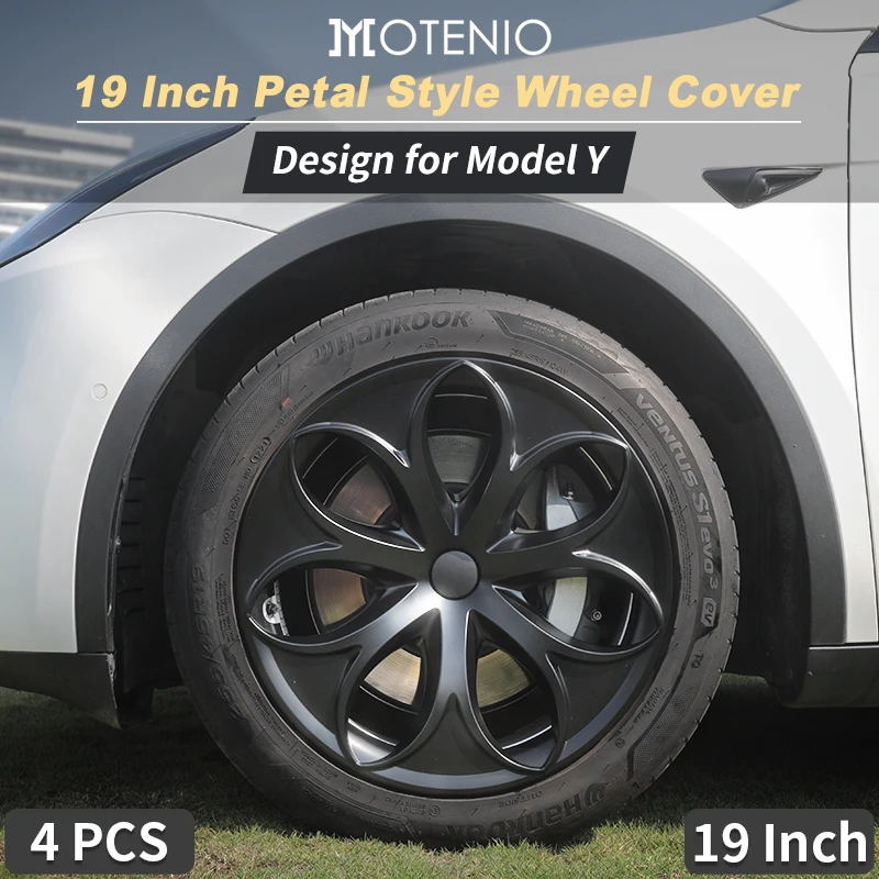 19 Inch Design for Tesla Model Y（2020-2024）4PCS/Set Petal Wheel Cover Hubcap Replacement  Wheel Cap Full Rim Cover Accessories