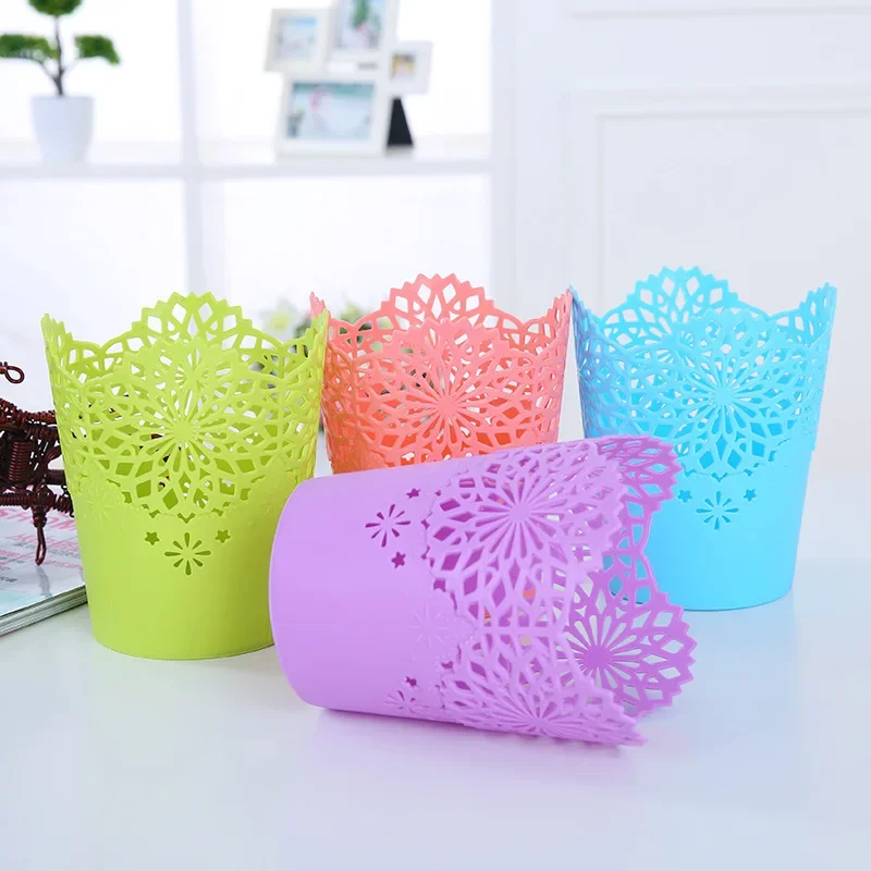 

Lace Hollow Pencil Holder Out Table Trash Can Desk Organizer for Office School Home Desk Accessories