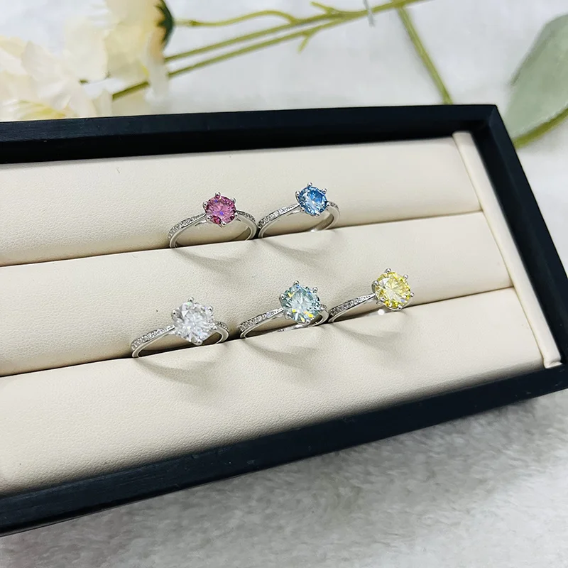 Joyce Kelly 1 CT Blau Grün Moissanit Ring Für Frauen Solide 925 Sterling Silber Braut Weibliche Verlobung Hochzeit Luxus Jewerly – Detail 5