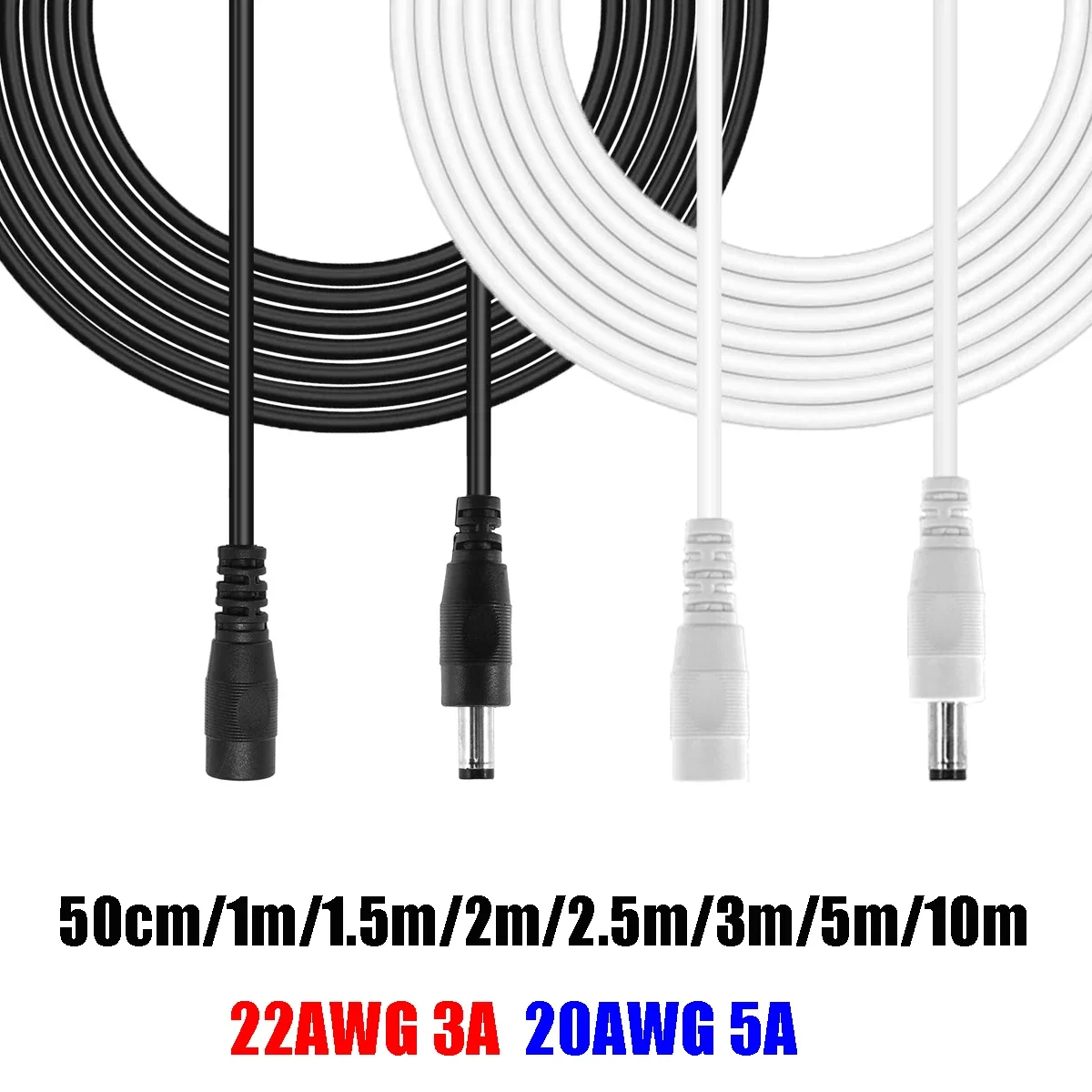 

DC Power Extension Cords 5.5 2.1mm 5V 12V Male Female Plug Power Adapter Extension Cable For Camera CCTV Led Strip Light Connect