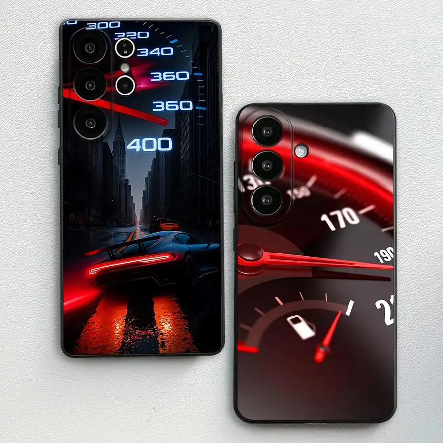Funda Phone Cover Case for Samsung Galaxy S26 Ultra S23 S24 Note 20 8 9 10 S25 Plus S20 Ultra S21 FE S10 S9 Red Car Gauge view 3