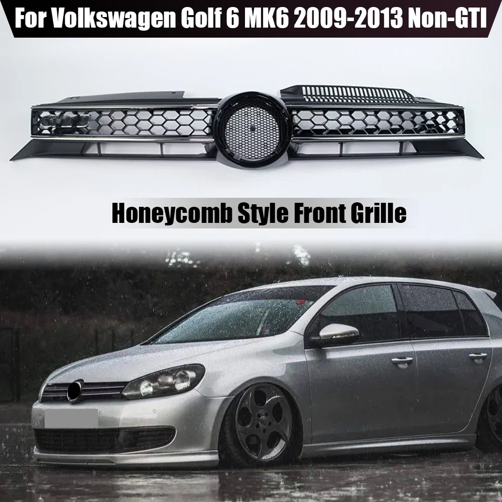 

Car Front Bumper Centre Upper Grille Honeycomb Hex Mesh Grills For Volkswagen Golf 6 MK6 2009 2010 2011 2012 2013