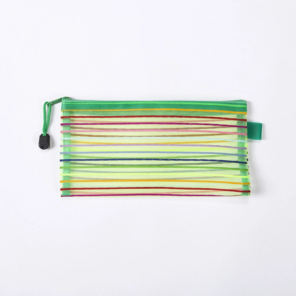 

12pcs A6 Colorful Mesh File Bag Nylon Waterproof Zipper Document Bag Portable Office School Supplies Pencil Case For Stationery