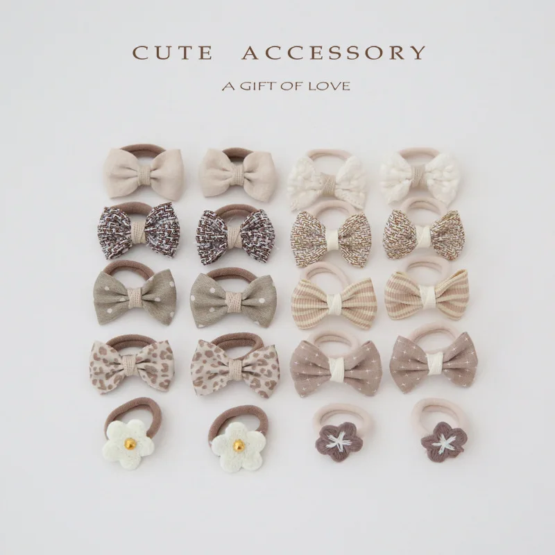 10 Pcs/Lot Sweet Hair Bows Hair Ties Band Flowert Girls Mini Baby Basic Kids Hair Accessories