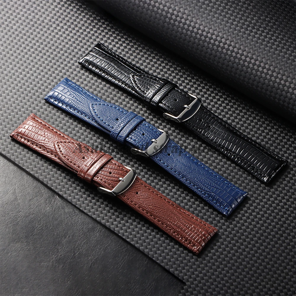 Lizard รูปแบบหนังสายนาฬิกา Universal 18 มม.20 มม.22 มม.สําหรับ Seiko สําหรับ Omega สําหรับ Rolex นาฬิกาผู้ชายผู้หญิงธุรกิจสายรัดข้อมือ