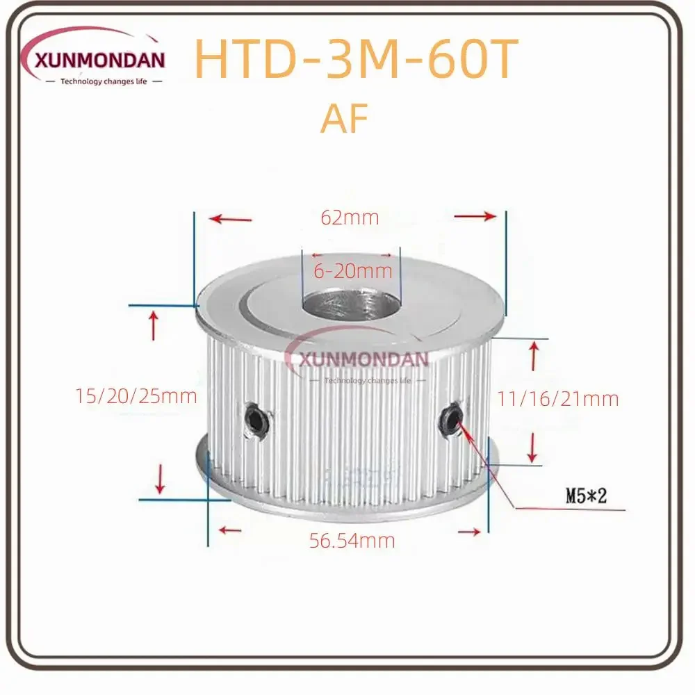 

Xunmondan HTD 3M 60Tooth AF Timing Pulley With Gear Pitch 3mm Inner Hole 6/8/10/12/14/15/18/20mm Tooth Surface Width 10/15/20mm