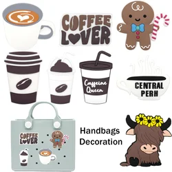 1PCS Coffee Series HandBags Charms, Drinking Mugs Coffee Lovers Beach Bag Accessories, Cute Cow Decoration Gift for Girls
