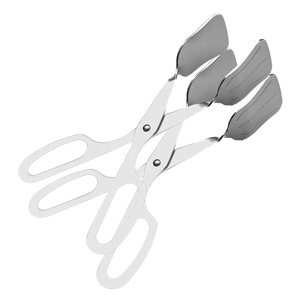 

2Pcs Stainless Steel Buffet Salad Serving Tongs Heat Resistant Mirror Polished Food Clip for Bread Fruit Cake Steak