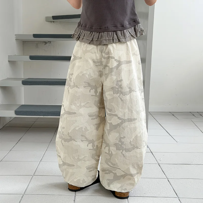 Girls UPF50+ Sunscreen Pants Children Summer Trendy Cool Outdoor Loose Cool Camouflage Work Pants