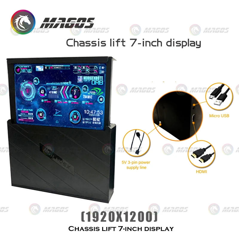 Pc Case Elektrische Auto Lifter Display 7 Inch Computer Secundaire Screen Temper Dynamic Video Monitoring Aida64 Voor Helios Chassis