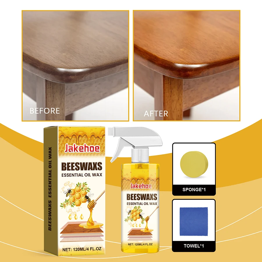 Natural Beewax Wood Polish Spray Kit Furniture Care Polish Restorer Wood Seasoning Beeswax Spray for Floor Tables Cabinets