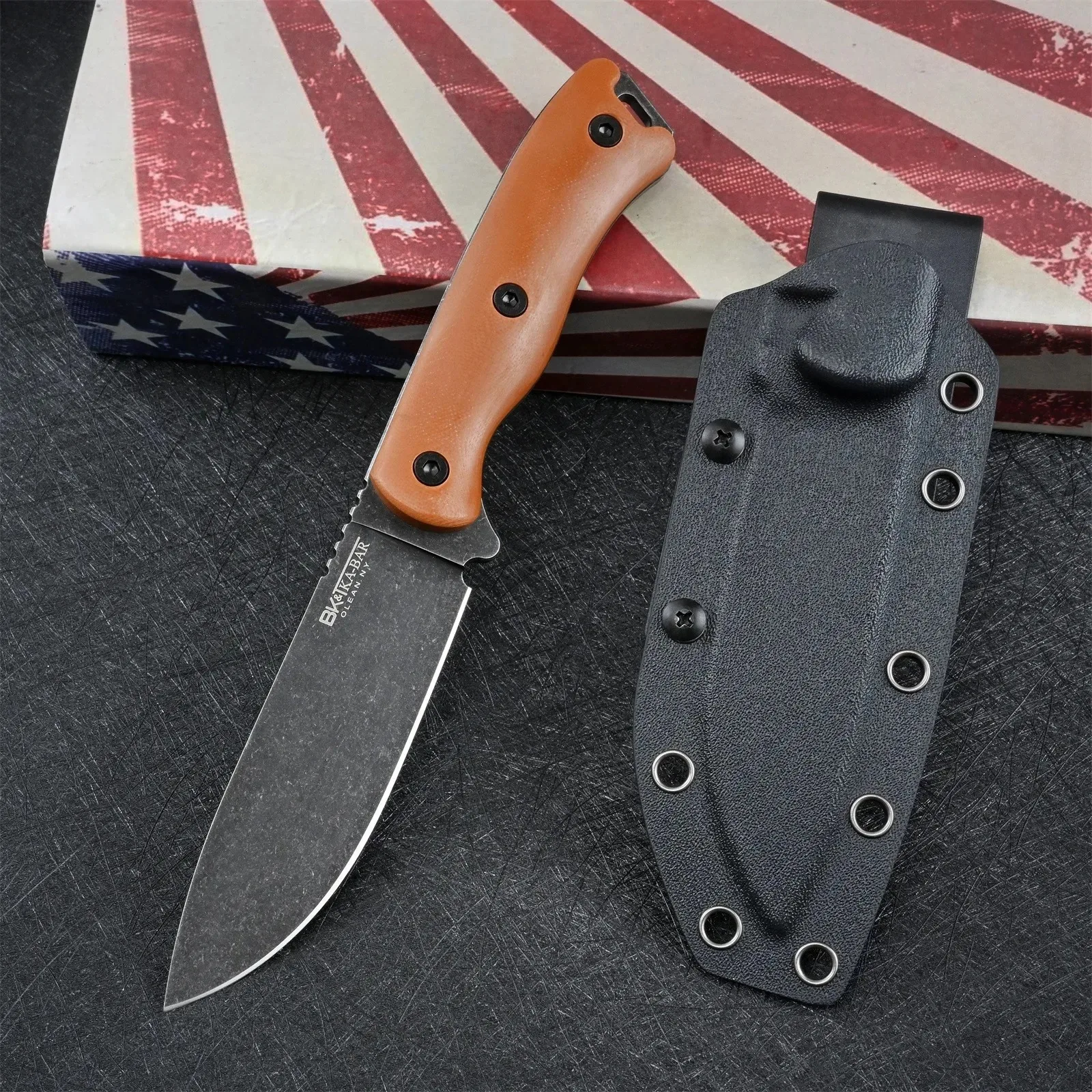 Multi-purpose outdoor straight knife, portable EDC pocket knife with scabbard, camping multi-purpose survival cutting knife