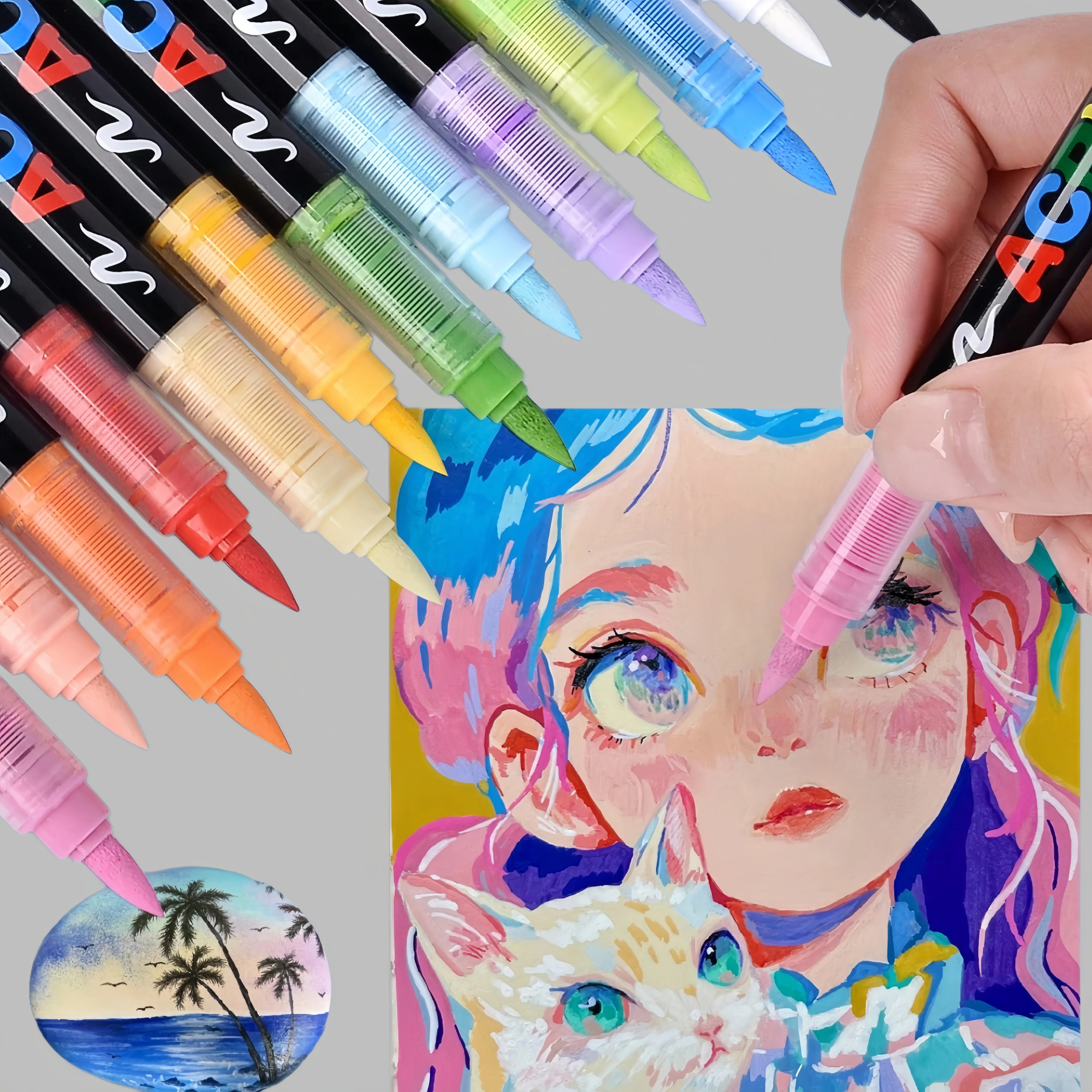 12-72 Colors Professional Acrylic Art Markers Pen Set,Painting On Stone,Wood,Ceramic,Metal,Glass,Gift For Student And Friend image 5