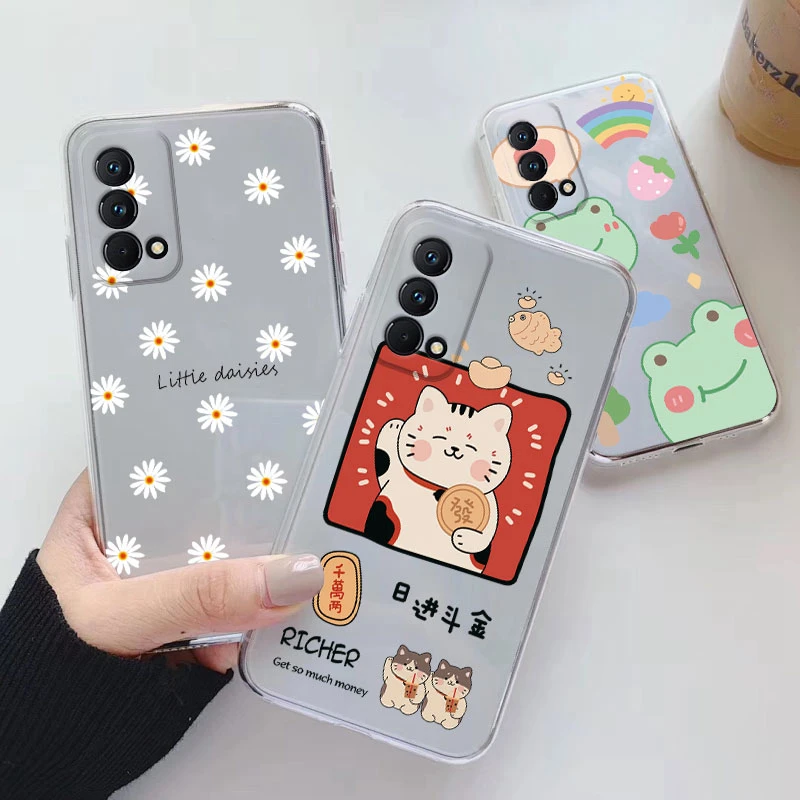 Phone Case For Realme GT Master Edition TPU Funda Cute Cartoon Cat Frog Painted Cover For Realme Q3 Pro Carnival Transparent Bag