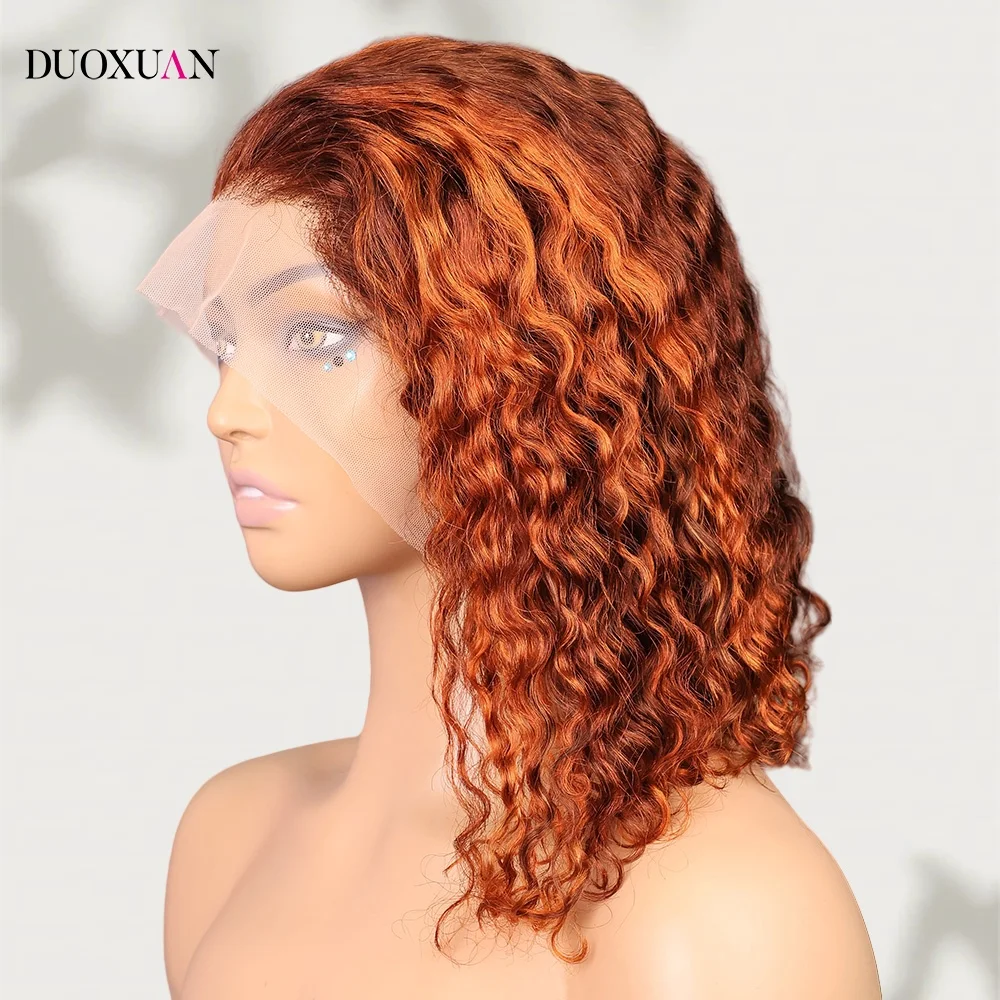 

DUOXUAN P4/350 Ombre Deep Water Wave 13x4 HD Lace Frontal Human Hair Wig Orange Ginger Human Hair Wig Bob Brazilian Pre Plucked