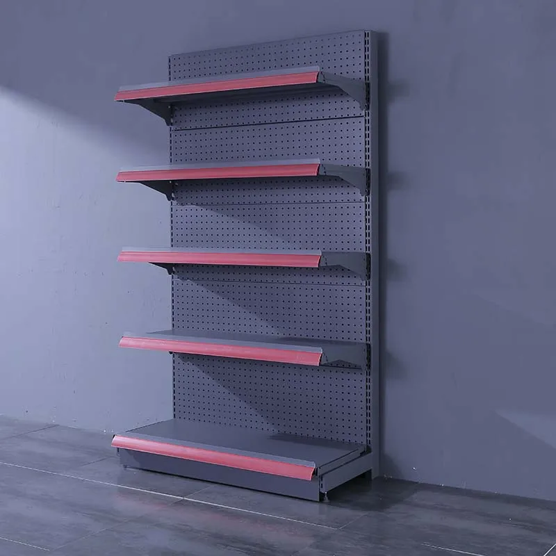 High Load Bearing Custom Punch Back Panel End Display Rack Detachable Gondola End Cap Shelf For Small Retail Shop