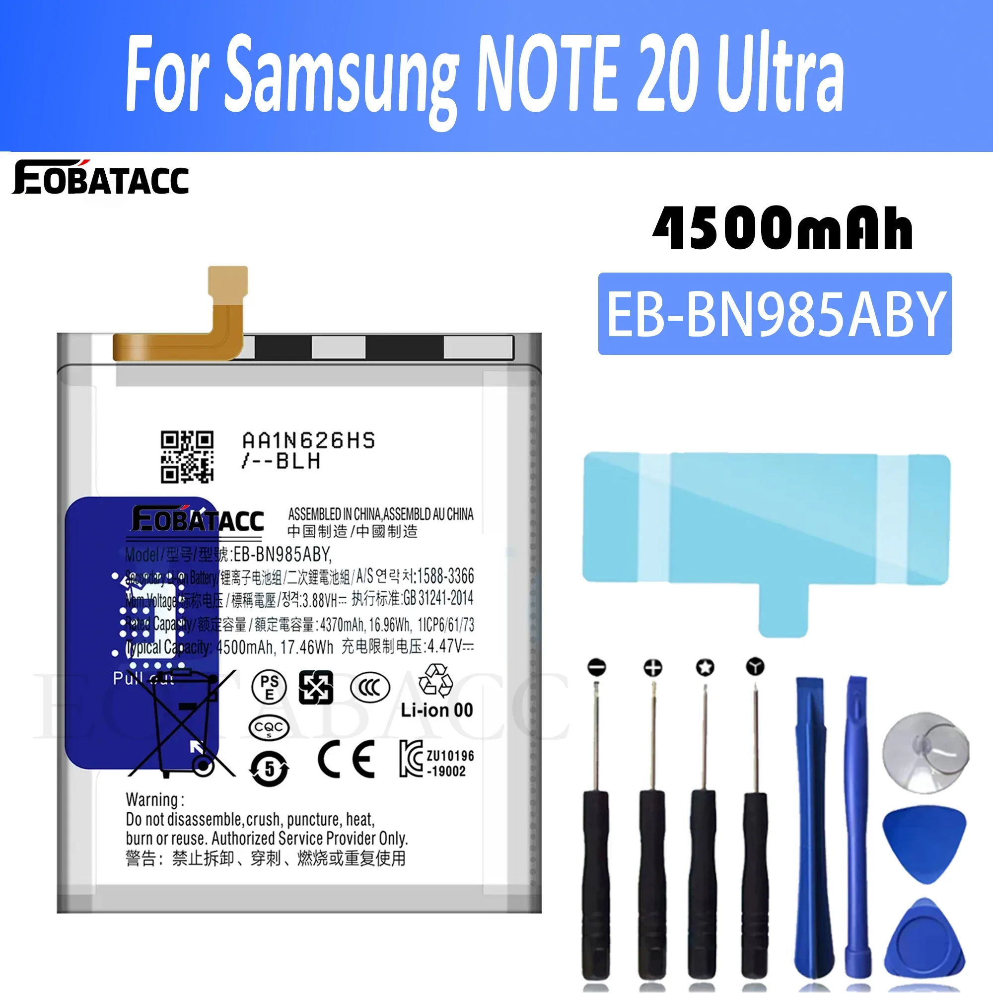 

EOTABACC Brand New EB-BN985ABY 4500mAh Replacement Battery For Samsung Galaxy Note 20 Ultra Note20 Ultra Phone Batteries+Tools