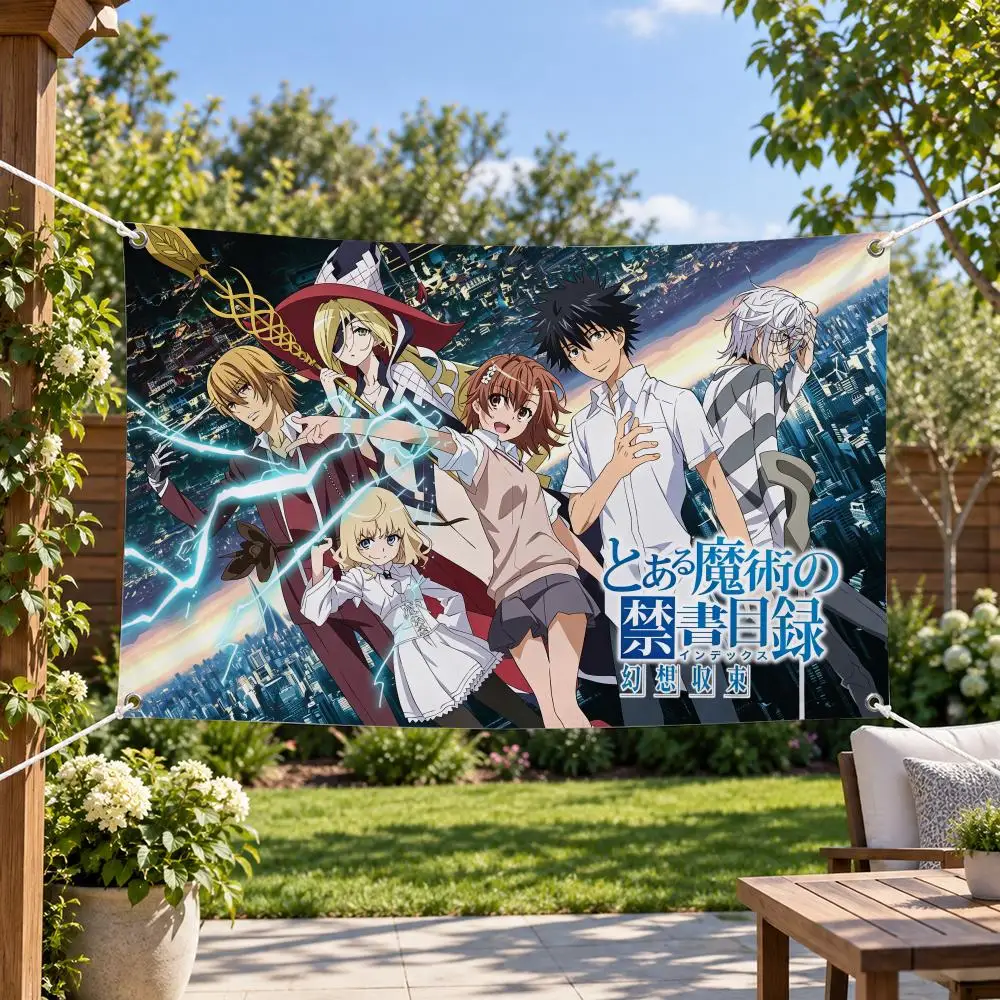 Anime A Certain Magical Index Flags Aesthetic Wall Tapestry Printed Wall Hanging Living Room Party Outdoor Decor