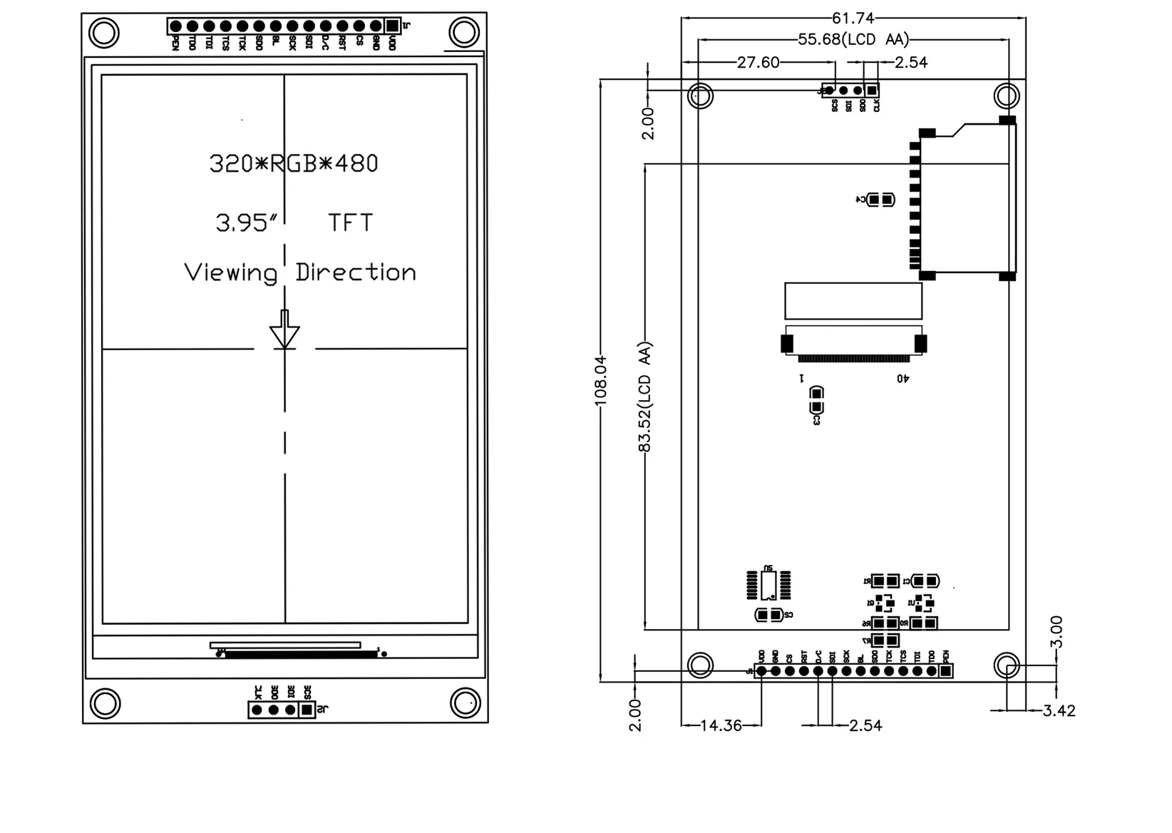 320x480 SPI module 4.0 inch TFT NO TOUCH LCD display screen Resistance ILI9488 MCU I8080 8/16BIT 3/4 wire Serial port