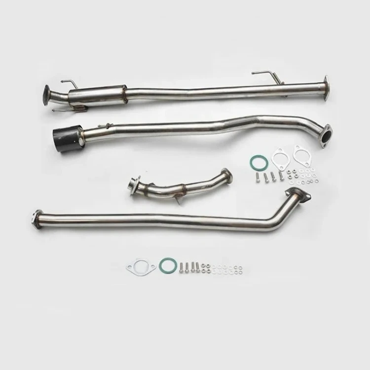 Performance Stainless Full Exhaust System Cat Back Exhaust Pipe Single Carbon Tail & Down Pipe For HKS Toyota Hilux Revo