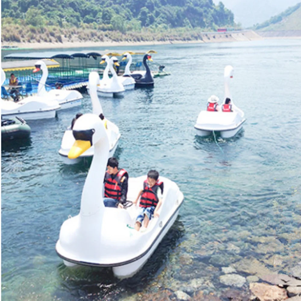 Barco de fibra de vidrio con pedales para 2/4 personas, barco de dibujos animados, bicicleta de agua, barco de placer, barco de herramientas, juego de agua