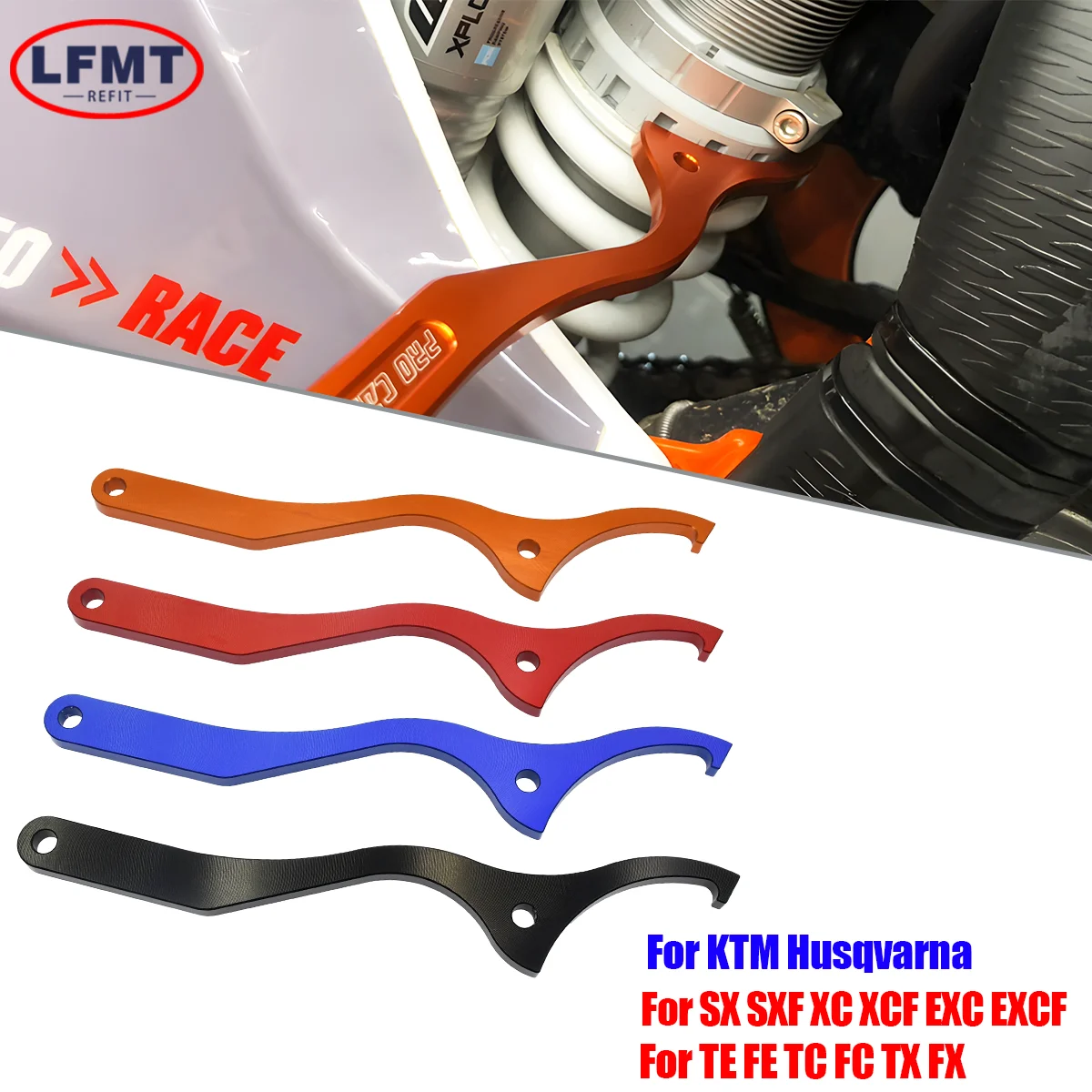Para ktm motocross cnc amortecimento traseiro amortecedor chave inglesa ferramenta sx sxf xc xcf exc excf 125 150 250 300 350 450 2016-2023