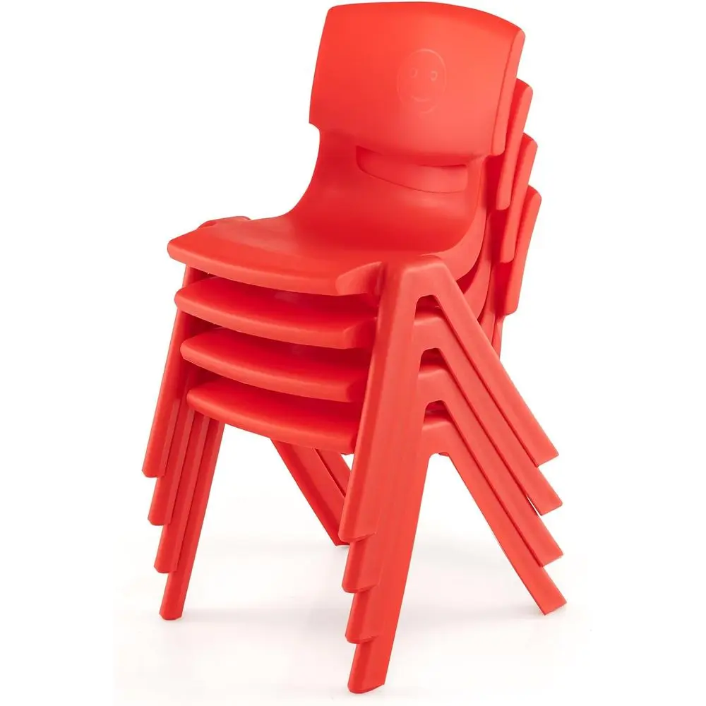 

Набор из 4 премиальных пластиковых штабелируемых стульев высотой 11 дюймов, для малышей и детей, для детского сада, школы, улицы, дома - красные