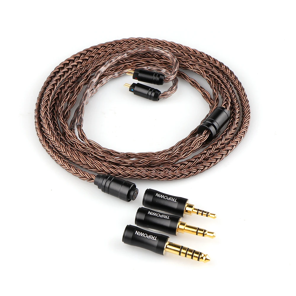 Tripowin Amber 32AWG OFC Oxygen Free Cable HiFi IEM Cable with Interchangeable 2.5mm 3.5mm 4.4mm Plug PVC Sleeve for Audiophile