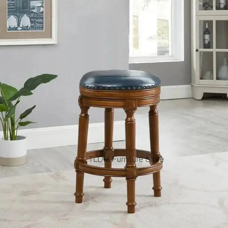 American Home Kitchen Island Chair Retro Bar Chairs Swivel Backrest Bar Chair Light Luxury High Chair Cafe Personality Bar Stool