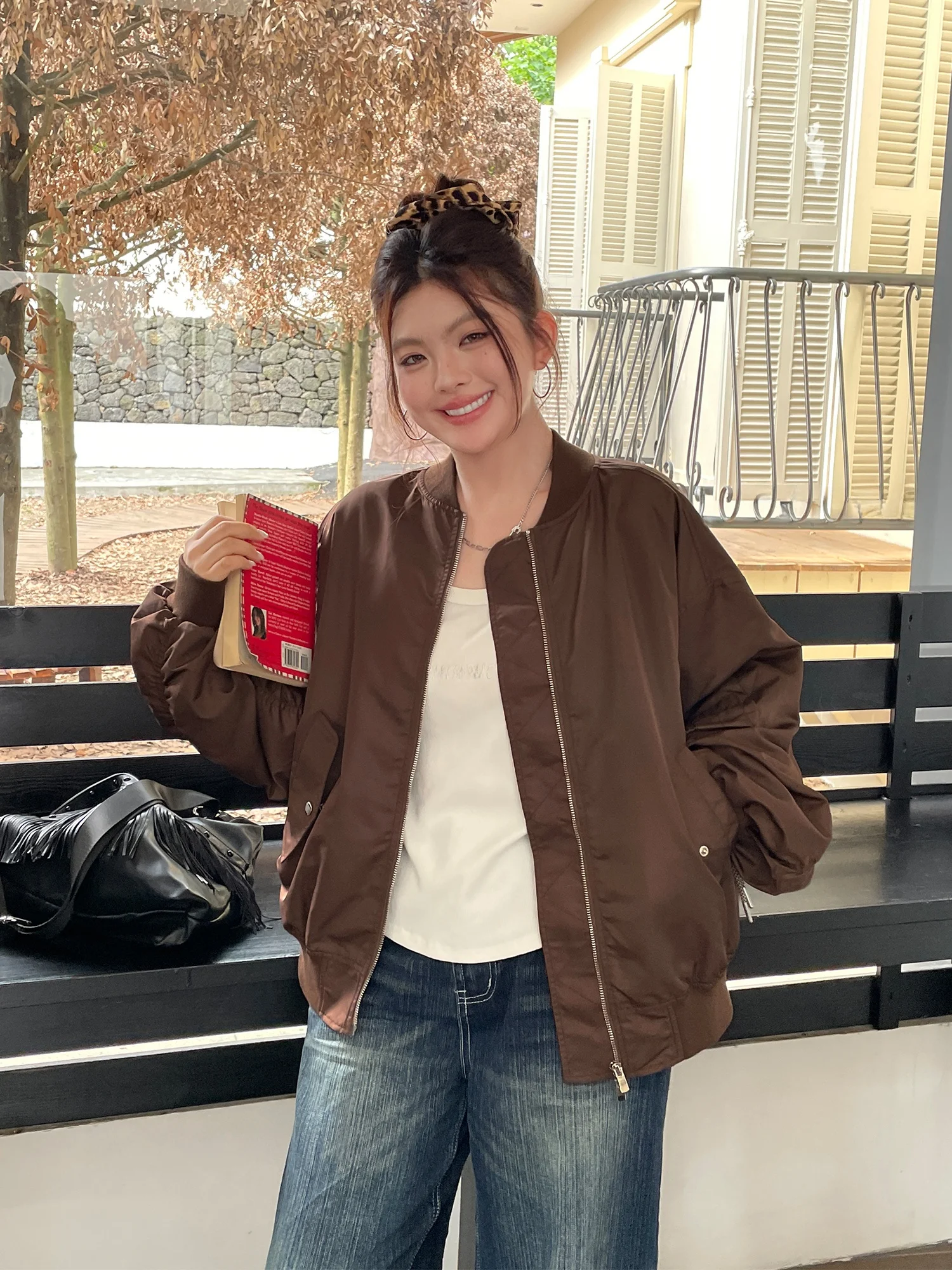 เสื้อแจ็คเก็ตเบสบอลสไตล์อเมริกันสำหรับคู่รัก รุ่นบาง ไซส์ใหญ่ สำหรับผู้หญิง ดีไซน์สวยงามไม่ซ้ำใคร สำหรับต้นฤดูใบไม้ร่วง