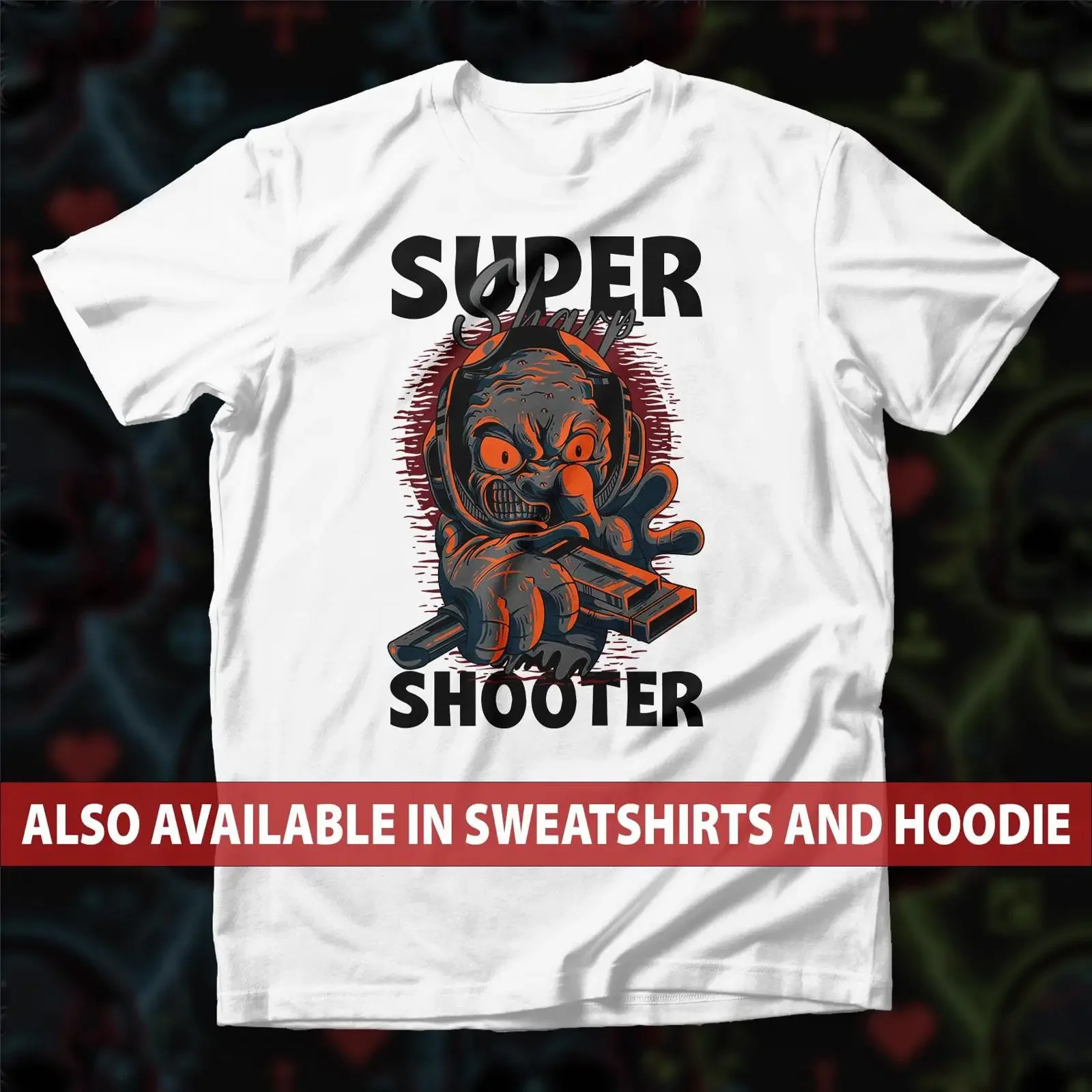 Super Sharp Shooter Gamer T Shirt Cool Skull Gaming SweaT Edgy Streetwear Unique  vintage Washed Slightly Stylish Soft