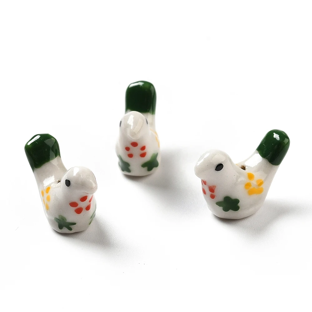 PandaHall 10 Stück handgefertigte bedruckte Porzellan-Taubenperlen, handbemalte Keramik-Anhänger für DIY-Halsketten, Schmuckherstellung und Bastelarbeiten – Detail 20