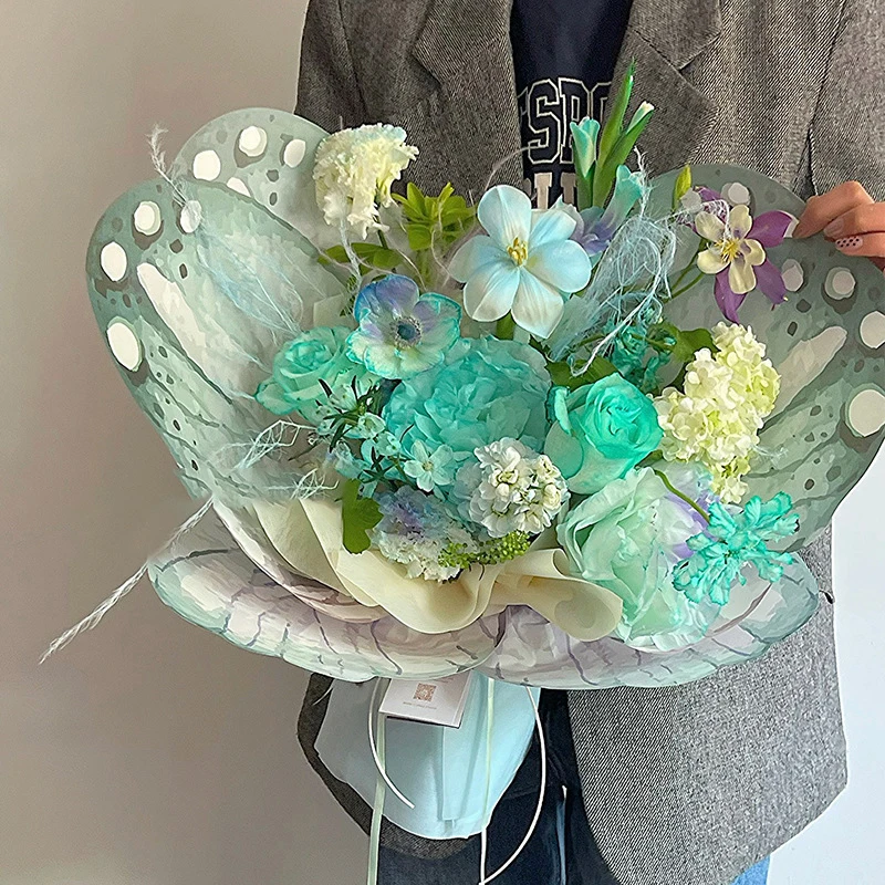 10Pcs Butterfly-Shaped Bouquet Wrapping Paper Creative Flower Packing Paper DIY Wedding Birthday Gift Wrapping Material