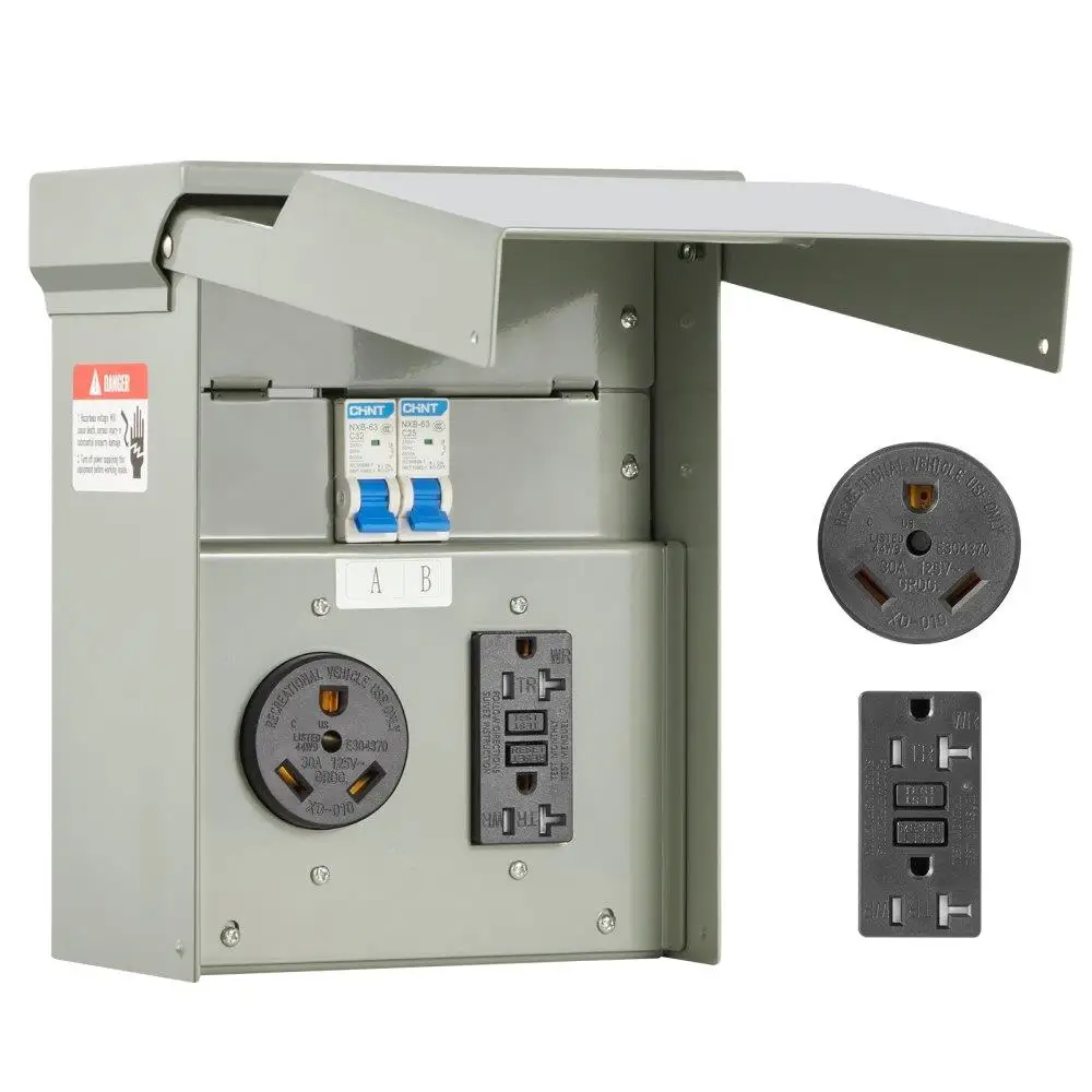 

Temporary Power Outlet Panel RV Electrical Panel 20 30 Amp RV Outlet Box