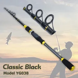 Black Gold 1.8m 2.1m 2.4m 2.7m Lure Pole Portable Telescopic Fishing Rods Carbon Rod M Power Spinning Rod Pole Lure Fish Rods