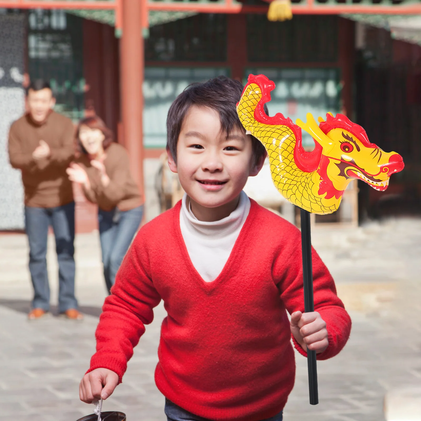 Décor gonflable de l'année du Dragon chinois, 3 pièces, fournitures de fête lunaire, décorations de Festival, ballon Dragon de dessin animé pour la famille