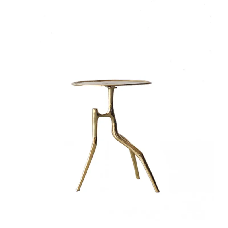 

Pure brass light luxury retro sofa edge, display round high-end villa decoration edge