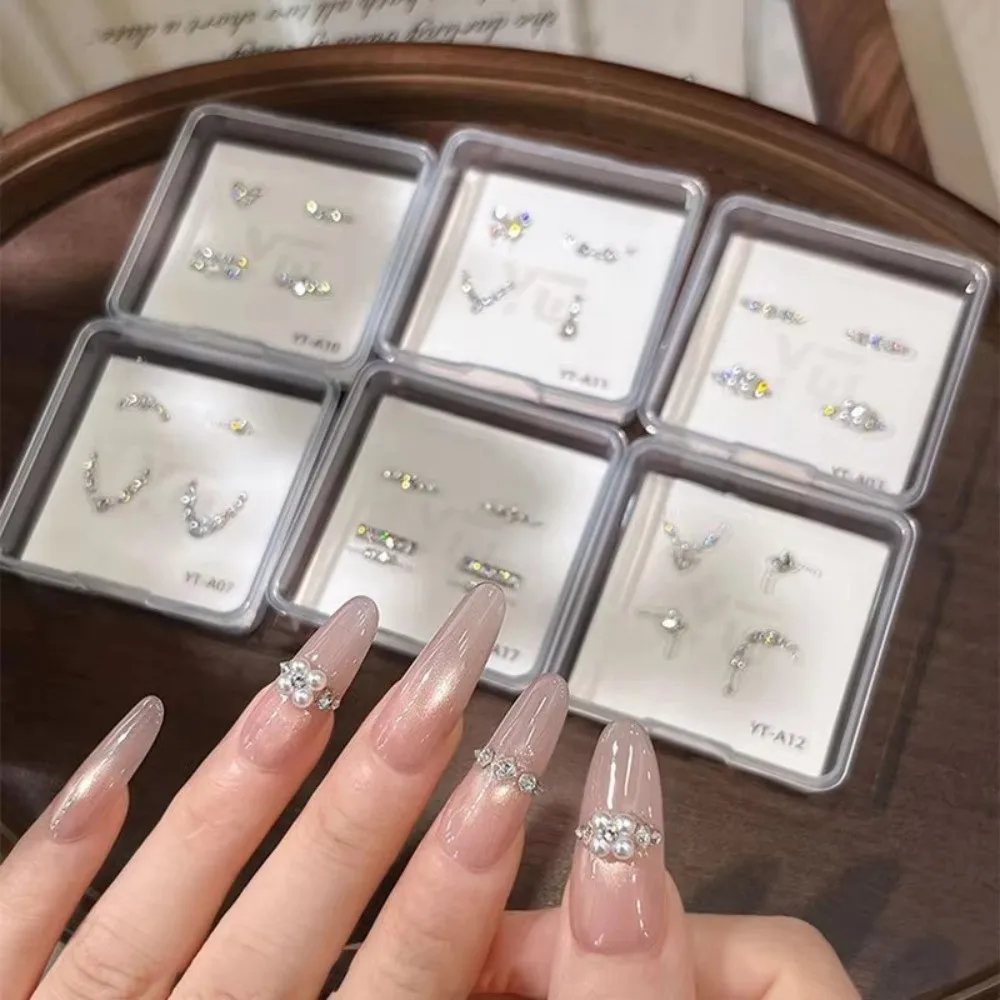 Love Heart Shape Nail Charm Art Stickers Crystal Pointed Bottom Nail Accessories Arranged Strip Nail Sticker Decal