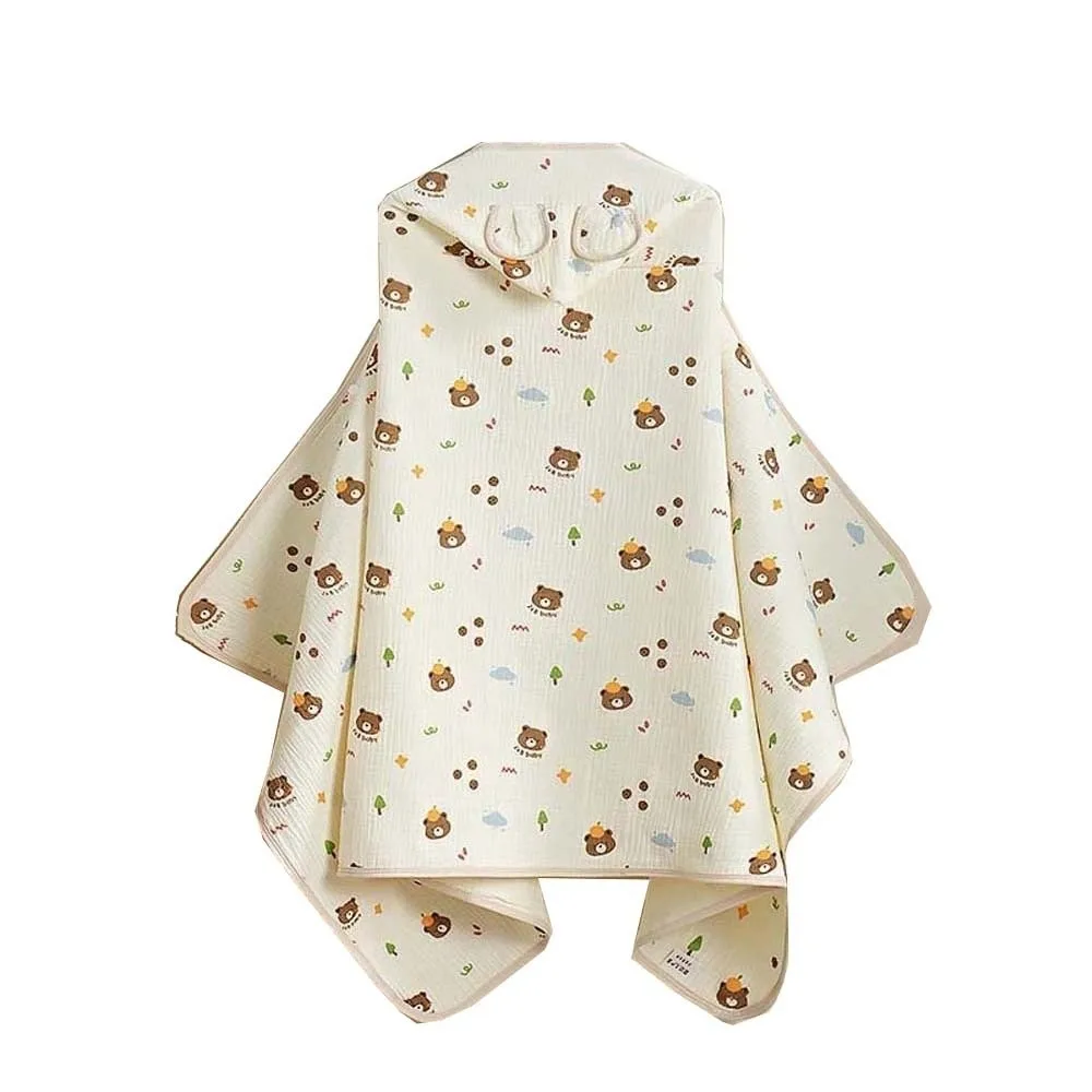 

Nightrobe Cute Baby Hooded Cape Towels Cartoon Printed Thickened Gauze Blanket Wrap Rabbit Panda Kids Bathrobe Infant