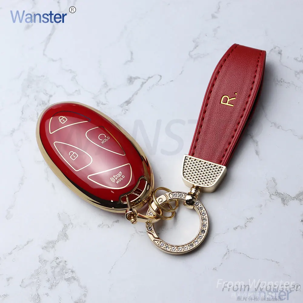 5 or 7 Bottons/ Red TPU Car Key Case for Hyundai Grandeur GN7 Kona Ev 2023 Ionic 6 Car Smart Romote Key Fob Cover Accessories