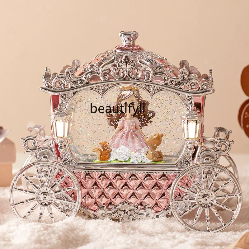 Pumpkin carriage crystal ball music box girl little girl children birthday gift