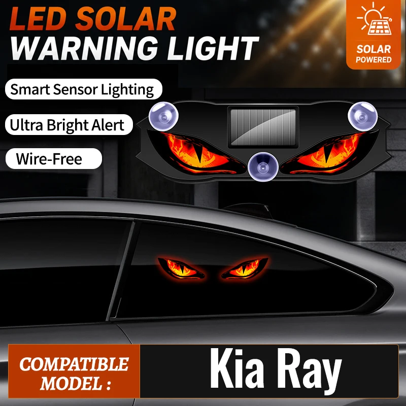 Special For Kia Ray Car Devil Eye Solar Vibration Sensor Dynamic LED Light Creative Car Ambient Light USB Rechargeable