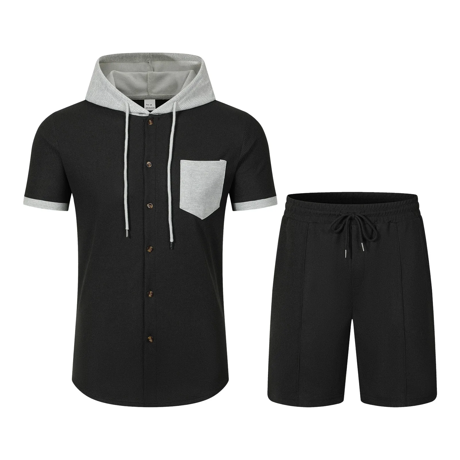 

Suit with Tie Mens Summer Shortsleeved Shorts Casual Set Mens Summer Shortsleeved Shorts Casual Set Men Sleep Wear Suit