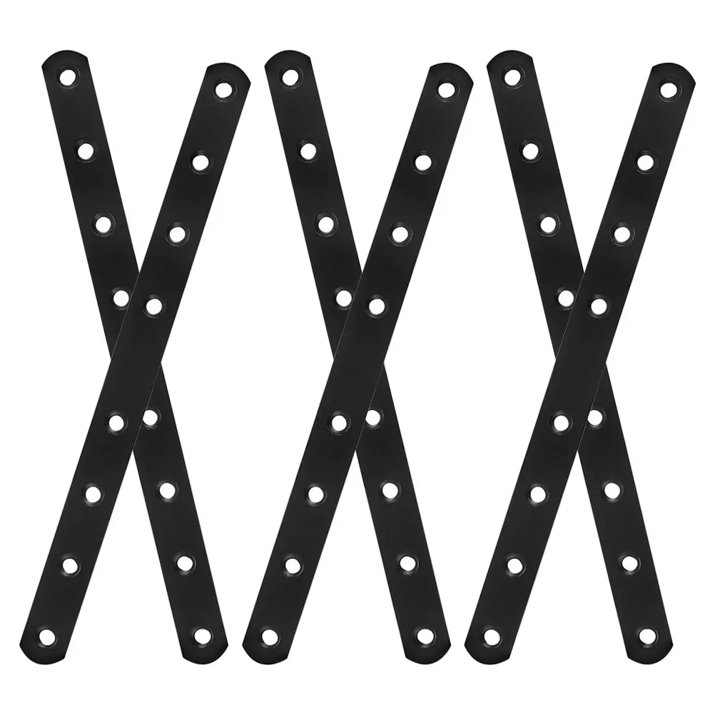 

6pcs 246x20x3mm Black Iron Straight Corner Braces Layer Board Supports Furniture Hardware Shelf Cabinet Fixing Pieces