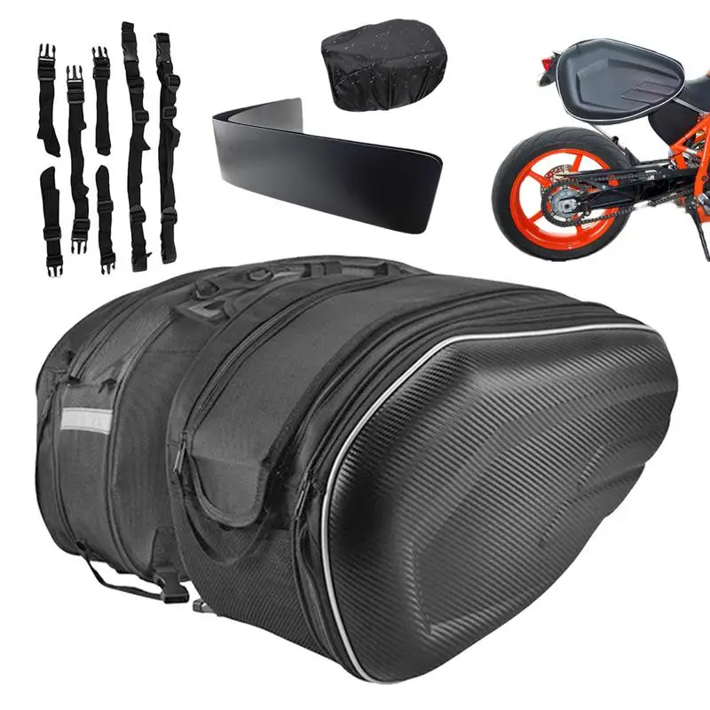 

Motorcycle Side Bag PU Motorcycle Luggage Bag Storage Side Tool Bags 2PCS Expandable Waterproof Panniers Tail Bag with Large